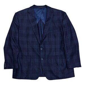PAUL BETENLY Bella Plaid WOOL Luxury Designer Blue Blazer Jacket Mens 46S / XL